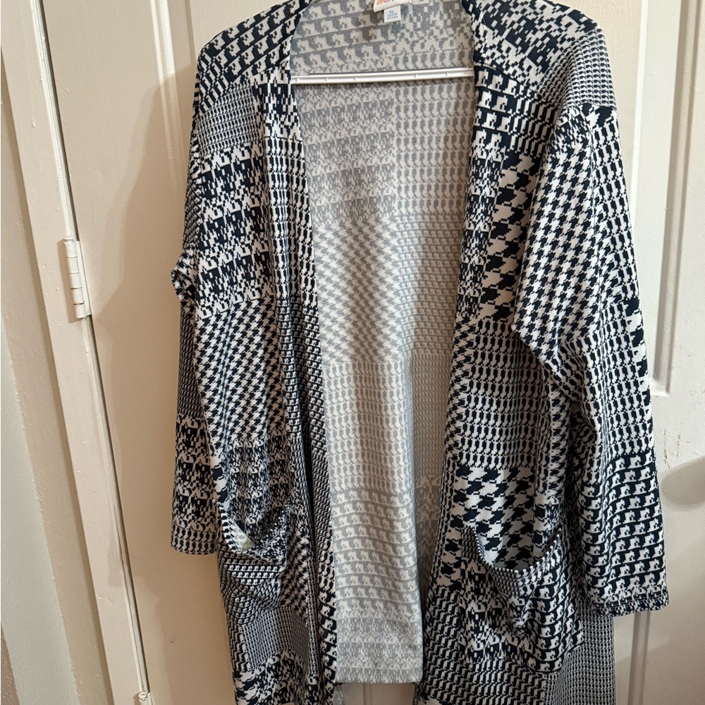 LuLaRoe Black and White Geometric Cardigan Sweater